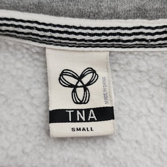 TNA Women's Hoodie Heathered Grey Fleece Lined Front Zip Pockets Size Small - Picture 8 of 12